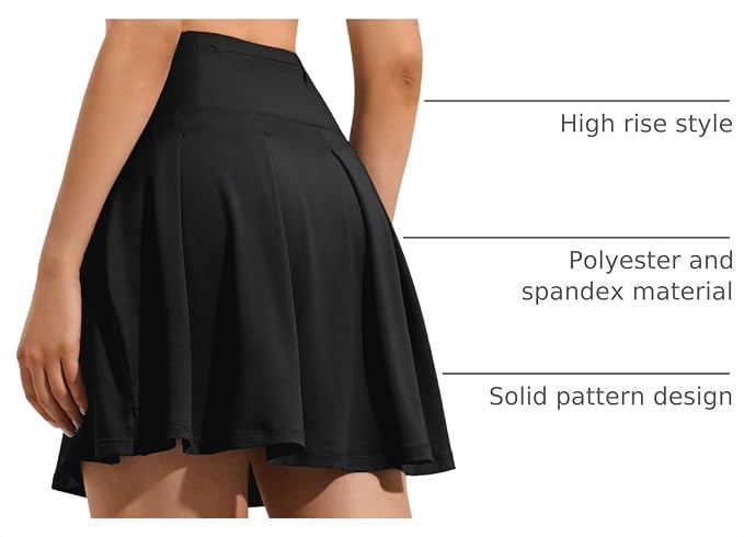 ZUTY 18" High Waisted Tennis Skirt for Women Skorts Skirts with Pockets Casual Modest Long Golf Athletic Running