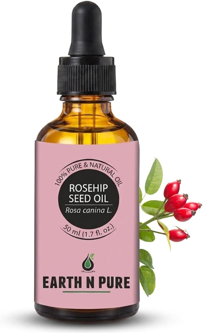 Earth N Pure Rosehip Seed Oil | 100% Pure Natural Cold Pressed Carrier Oil | Premium Quality for Face, Hair, Skin, Nails, Body Massage & DIY Beauty Care | Hexane Free | 50ml