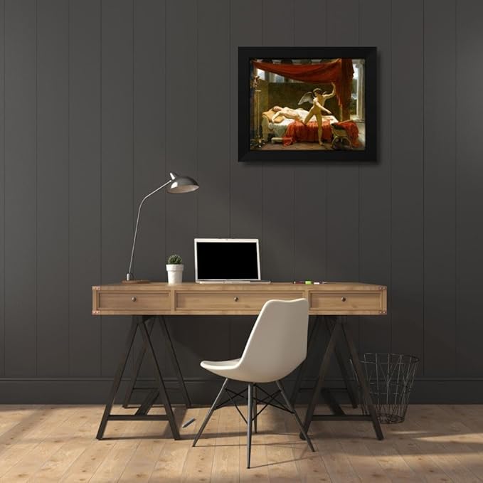 François-Edouard Picot 18x15 Black Modern Framed Art Print Titled: Cupid and Psyche (C.1817)