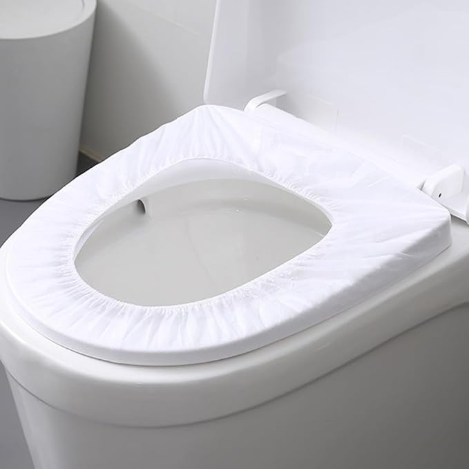 YARNOW 10pcs Disposable Toilet Seat Covers Lightweight Non-Woven Fabric Potty Training Liners and Adults Portable Waterproof Seat Covers for Airplane Trip and Public Restrooms