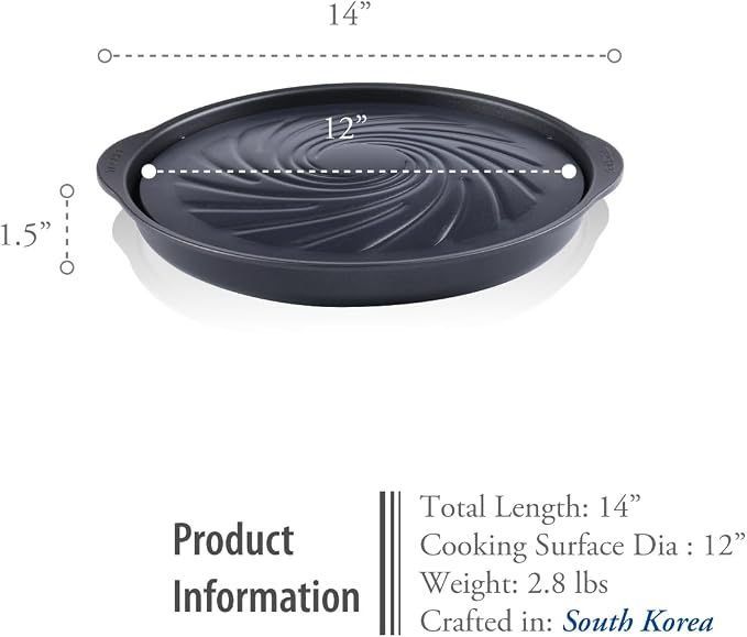TECHEF - TRUE GRILL PAN - Stovetop Nonstick Indoor/Outdoor Smokeless BBQ Grill Set, including a Grill Plate and Alumium Drip Tray (Dome)