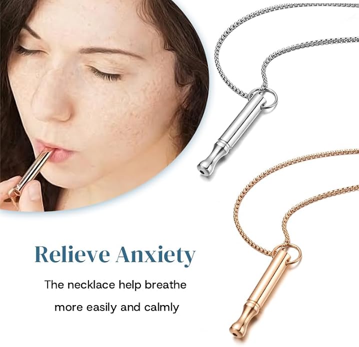 Mindfulness Breathing Necklace Stress Relief Pendant Stainless Steel Anxiety Breathe Necklace for Women Men
