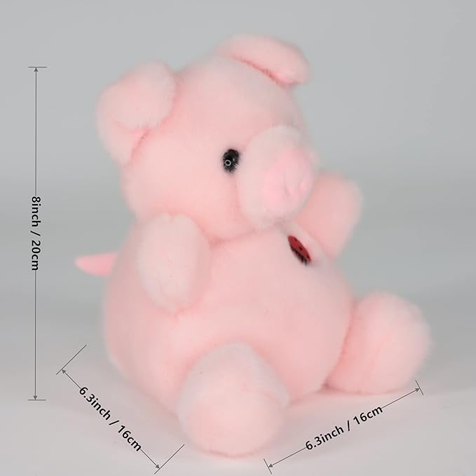 Sew Butiful 8" Pink Pig Stuffed Animals Plush, Cute Plushies for Animal Themed Parties Teacher Student Award, Animal Toys for Baby, Boy, Girls, Great for Nursery, Room Decor, Bed