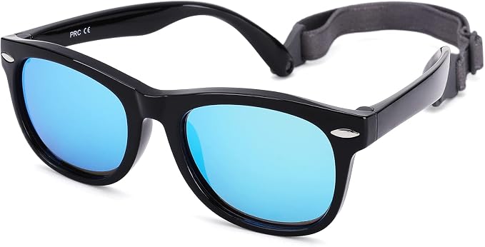 Polarized Baby Sunglasses with Strap - Unbreakable Flexible Infant Sunglasses for Toddlers Age 0-24 Months