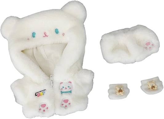 CALEMBOU 20cm Plush Doll Clothes, Anime Plushie Outfit Suit Pajamas, 8 inch Cotton Doll Clothes for Dolls Stuffed Animals (WhiteBearNew Suit)