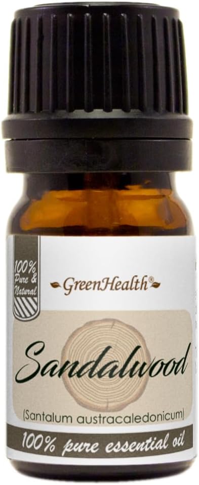 Sandalwood Essential Oil – 5 ml – 100% Pure & Natural – Premium Therapeutic Grade for Aromatherapy, Relaxation, Skin & Diffuser – GreenHealth