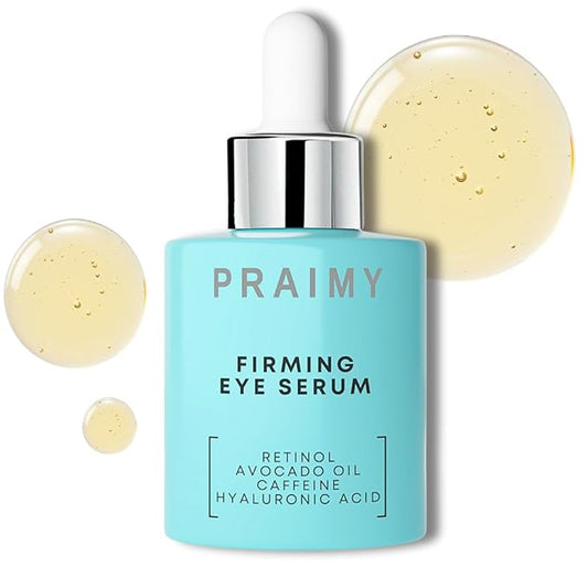 PRAIMY Firming Eye Serum – Anti-Aging Eye Serum for Dark Circles, Puffiness, Fine Lines & Wrinkles with Retinol, Caffeine & Hyaluronic Acid – 1 fl oz