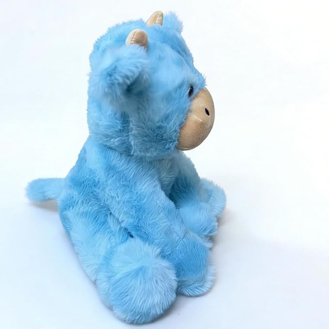 Cute Cow Plush Stuffed Animal Doll Toy 8 inch for Girls Boys (Siting Cow CAI Blue)