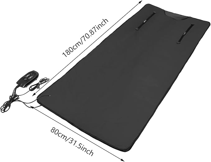 70.87 x 31.5In Portable Sauna Blanket 500W Far Infrared Sauna Blanket Foldable Sleep Bag at Home with Controller Adjustable Timer Carrying Bag for Detox Relaxation Weight Management
