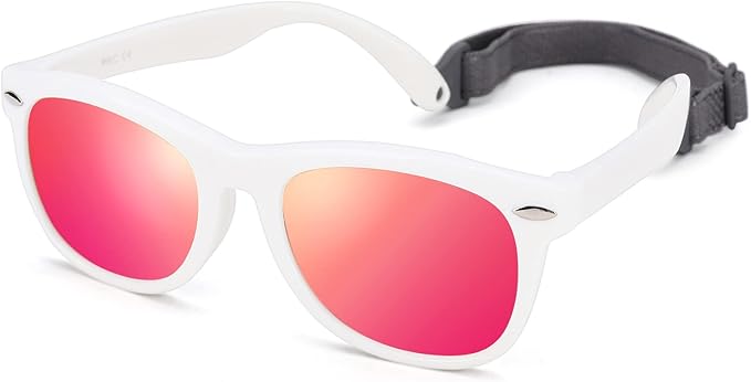 Polarized Baby Sunglasses with Strap - Unbreakable Flexible Infant Sunglasses for Toddlers Age 0-24 Months