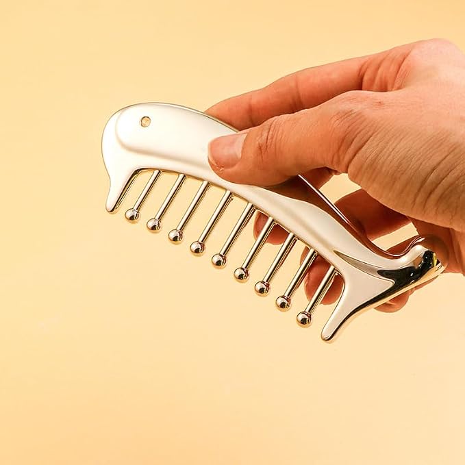 Manual Head Massager Scalp Comb,Protable Stainless Steel Gua Sha Facial Tool，Trigger Point Massager Tool for Foot Hand Back
