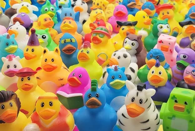 100 Assortment Rubber Duck Toy Duckies for Kids, Bath Birthday Gifts Baby Showers Classroom Incentives, Summer Beach and Pool Activity, 2" (100-Pack)