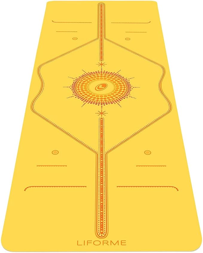 Liforme Printed Yoga Mat Collection - Free Yoga Bag Included - Patented Alignment System, Warrior-like Grip, Non-Slip, Eco-friendly, Sweat-resistant, Long, Wide and Thick for Comfort