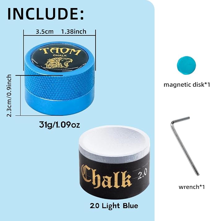 TAOM Pool Chalk Holder Round Shaped Practical Tool Billiards Accessories Magnetic Mini Chalk Tip Case Container Round Box Billiards