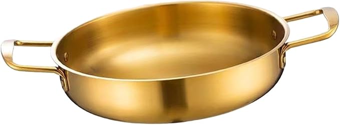 Korean Ramen Cooking Pot with Handles for Instant Noodle Soup and Camping, 24 cm Gold