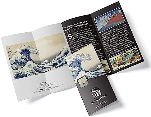 PLUS PLUS Inspired Art History Building Set, 3D Painting Kit & Craft Supplies for Kids, 350 Mini Interlocking Open Ended Pieces - Hokusai, The Great Wave