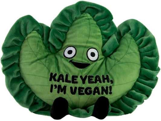 Kale Plushie - Kale Yeah, I'm Vegan Funny Kale Plush, for Vegans, Cute Food Plushie for Gifting