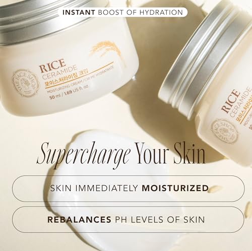 The Face Shop Korean Rice Skincare Duo – Rice Extract Double Hydration Lotion & Moisturizer for Dry to Normal Skin