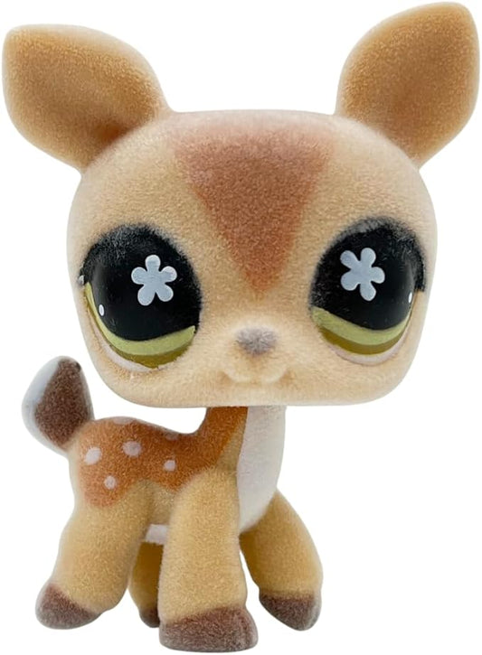 Custom Flocked Pet Shop Toy Fuzzy Animal Figure Short Hair Cat Kitty Kitten Deer OOAK (Tan #634)