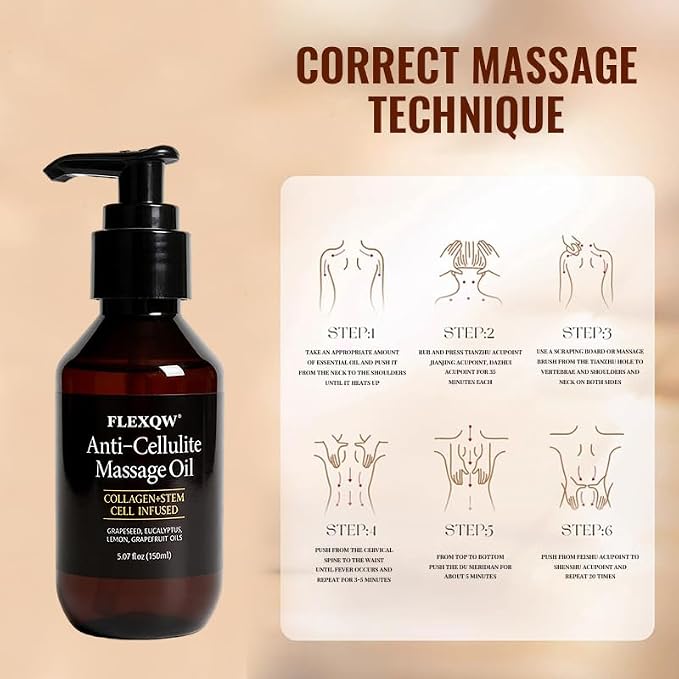 Frankincense Essential Oil Lymphatic Drainage Body Oil, Anti Cellulite Massage Oil for Massage Therapy, Natural Firming Smoothing Massage Oil Compatible with Cellulite Massage Tool