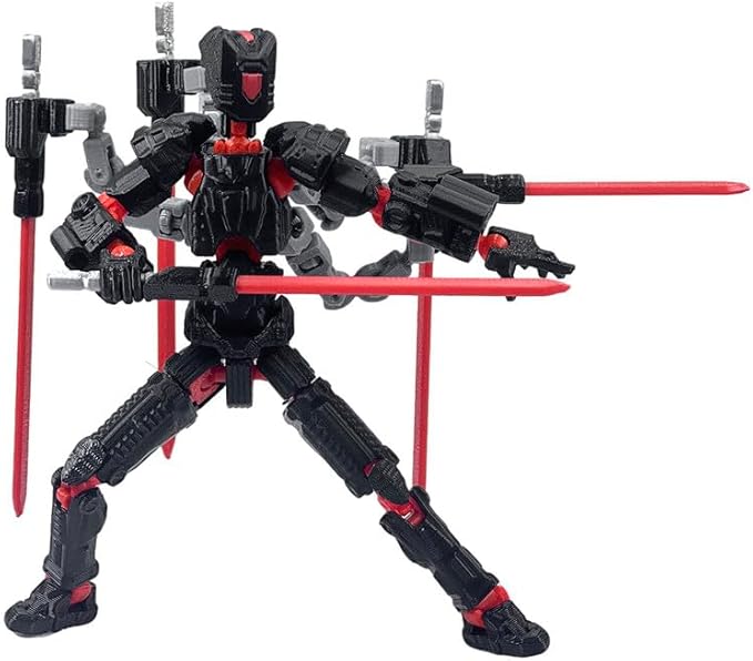 T13 Action Figure Set (Assembly Completed)，3D Printed Multi-Jointed, Desktop Decorations for Game Lovers Toys,5.5Inch (Black and Red)