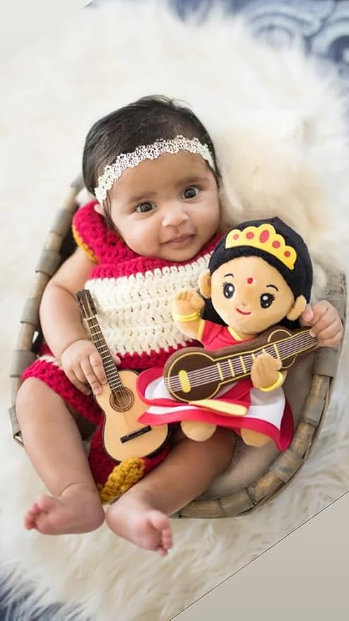 MODI TOYS Saraswati Devi Mantra Singing Plush (Small 7 inch) | Ideal for Newborns, Infants, Toddlers, Grandparents | Best for Diwali, Baby Shower, Birthday, Raksha Bandhan, Housewarming