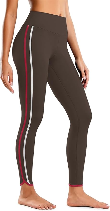 Aoysky Womens Buttery Soft Workout Leggings 25" Side Stripes High Waisted Full Length Yoga Leggings
