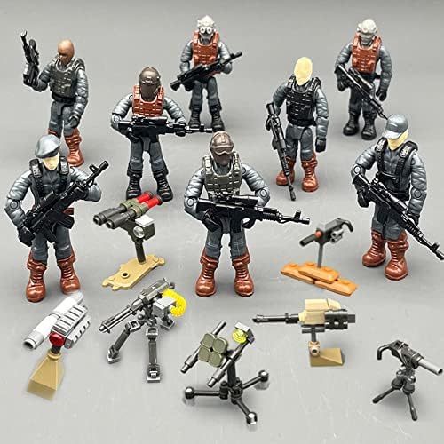 SWAT Mini Military Action Figure with Weapons and Accessories Building Blocks Playset, 8 PCS 1:36 Scale Police Figure, Multiple Movable Joints, Best Gift for Kids 8 9 10