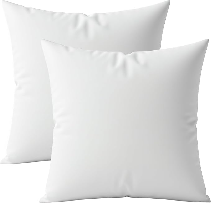 Digital Decor Decorative Throw Pillow Inserts 18x18 Set of 2, Luxury Down Alternative Hypoallergenic Cushion Forms for Sofa, Couch & Bed, Made in USA Square Pillow Inserts, White