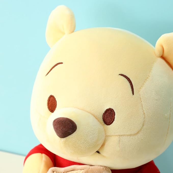 MINISO Winnie-The-Pooh Stuffed Animals Plush Toy Sitting Holding Biscuits, Soft Cute Ideal Gift Doll for Sleeping and Decoration