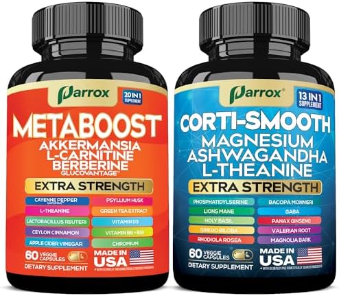 Calm & Metabolic Balance Bundle – Cortisol Support with Ashwagandha, Magnesium, GABA & 20-in-1 Metaboost with Berberine, Akkermansia, Probiotics