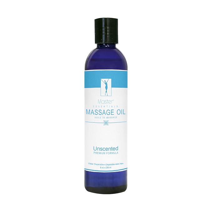 Master Massage Unscented Organic Massage Oil - 8 fl oz, Water-Soluble Blend, Skin-Nourishing Formula, Perfect for Massage Therapy and Home Use, Pack of 2