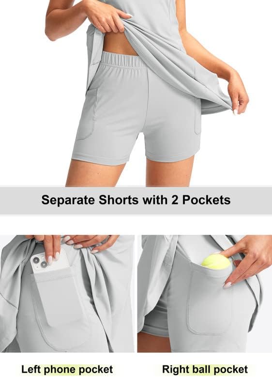 Viodia Women's Tennis Golf Dress with Shorts | Active, Exercise, Workout, Sports, Athletic, Dresses for Women, with Zipper Pockets