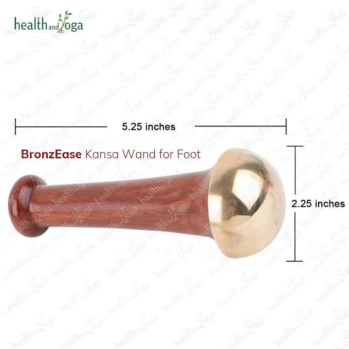 HealthAndYoga™ BronzEase Kansa Foot Massager - Kansa Wand Ayurveda Benefits of Bronze - Massage Wand to Restore Luster Through Detoxification (Stick - Smooth)