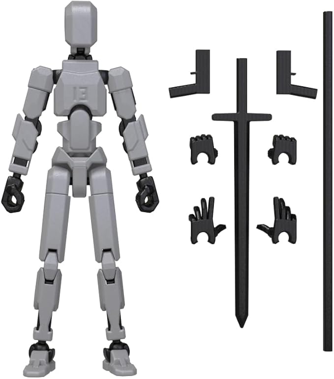 MerryXD T13 3D Action Figure,Assembly Completed Dummy Nova Tintan Lucky 13 Action Figure 3D Printed Multi-Jointed Movable Toy Grey