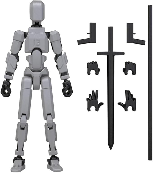 MerryXD T13 3D Action Figure,Assembly Completed Dummy Nova Tintan Lucky 13 Action Figure 3D Printed Multi-Jointed Movable Toy Grey
