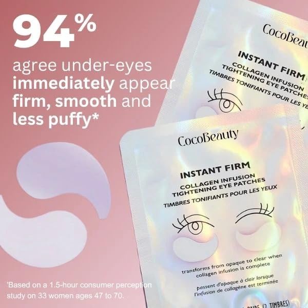 COCOBEAUTY InstaFirm Eye Patches – Under Eye Mask for Puffiness and Dark Circles – Topicals Eye Treatment for Women & Men – Eye Bags Solution – Hydrating Eye Masks for Health and Beauty (32 pairs)