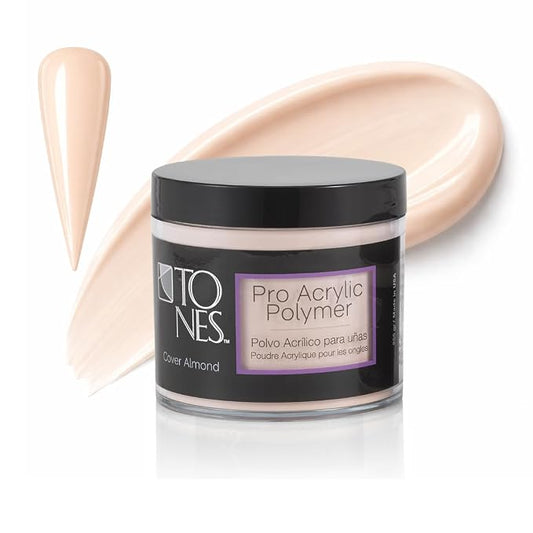 Tones Pro Acrylic Nail Powder, Cover Almond (Soft Nude Beige), (8.5 Fl Oz) - Long-Lasting & Non-Yellowing Polymer for Salon Quality Nail Extensions & 3D Art