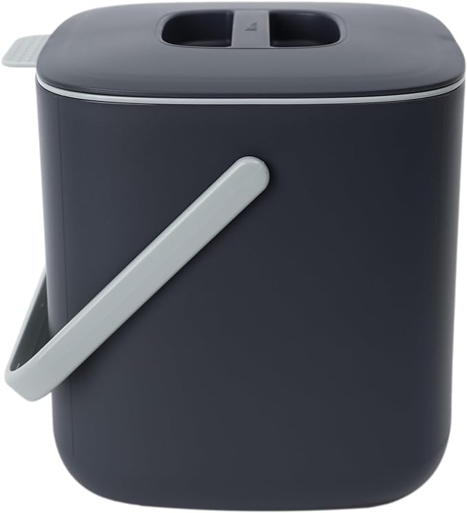 Blue Ginkgo Kitchen Compost Bin, 2.6L Countertop Compost Bin, Dark Grey | Odor-Tight. Filter-Free. Dishwasher Safe. (Standard)