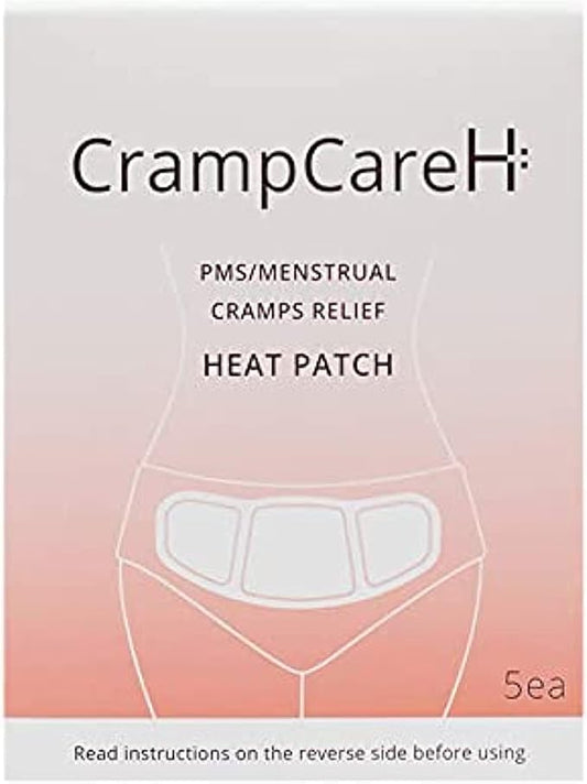 (5 Patches) CrampCareH PMS/Menstrual Cramps Relief Heat Patch with Wide Wings, FDA Registered