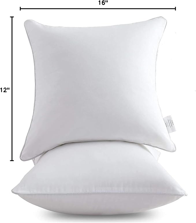 Oubonun 26 x 26 Pillow Inserts - Set of 2 - 100% Cotton Cover - 26 Inch Square - Decorative Pillow Inserts - White