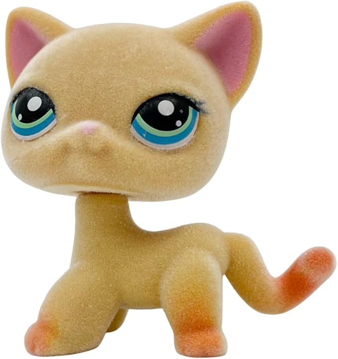 Custom Flocked Pet Shop Toy Fuzzy Animal Figure Short Hair Cat Kitty Kitten Deer OOAK (Orange #339)