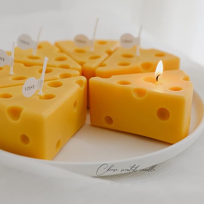 2 Pack Cheese Shaped Candles with Relaxing Fragrance, Aroma Soy Wax Decorative Candle for Stress Relief Aromatherapy Bath Yoga Dinner, Birthday Wedding Party