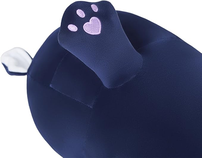 Long Cat Body Pillow for Kids, Cute Cat Stuffed Animals Gifts for Girls, Long Cat Plush Toy for Birthday, Soft Cat Plushies Pillow (DevilCAT with Skull, 27.6in/70cm)