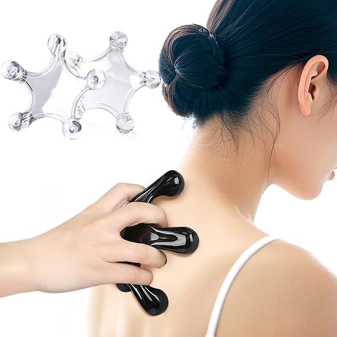 Trigger Point Massage Tools, 2 Pack Easier Grip Star Shaped 5 Legged Pressure Point Handheld Massage Tool for Deep Tissue Pain Relief, Suitable for Full Body (Transparent)