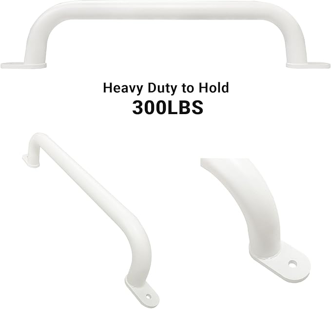 ESPETS 6 Pieces 17 Inch White Metal Safety Handles for Playground Equipment - Outdoor Kids Swing Set Accessories Grab Handles, Playset Hand Grips, Indoor Kids Monkey Bars for Play Structure