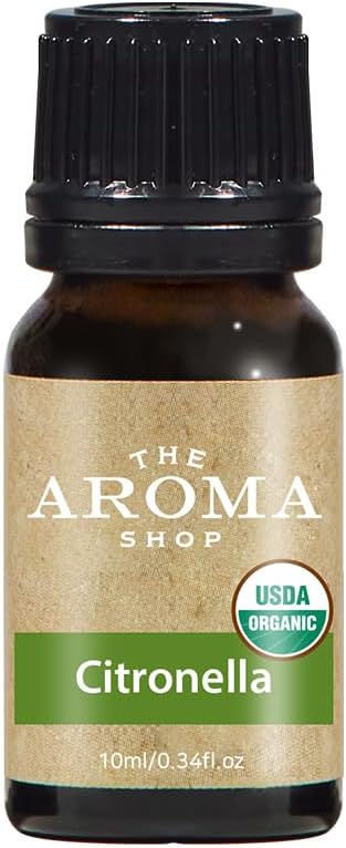 USDA Organic Essential Oil 10ml (0.34 fl oz) – 100% Pure, Non-GMO, Vegan Aromatherapy Oil for Diffuser, DIY Soap, Candle & Home Use (Citronella)