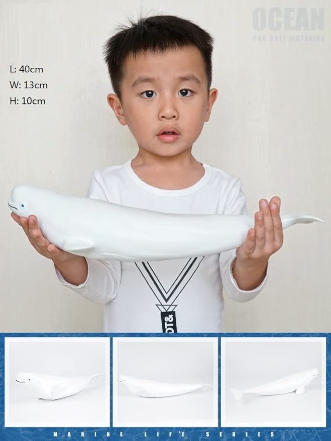 SmilerSmile Simulated Ocean Big Animal, One pc 15Inch Soft Filled Rubber Sea Educational Toys (Beluga)