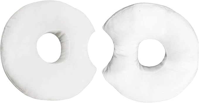 Donut Pillow for Ear Piercings - Comfortable Soft Ear Pillow for Side Sleeping - Reduces Ear Discomfort - Fun Decor, Stuffed Cushion and Toy, 14 Inches (White)