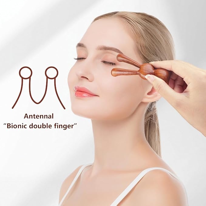 OULIGET Natural Wooden Nose Guasha Massage Tools Anti-Static, Eyes Facial Wood Gua Sha Tool,face Manual Massager Tool, Handheld Meridians Acupoint Massage Tool